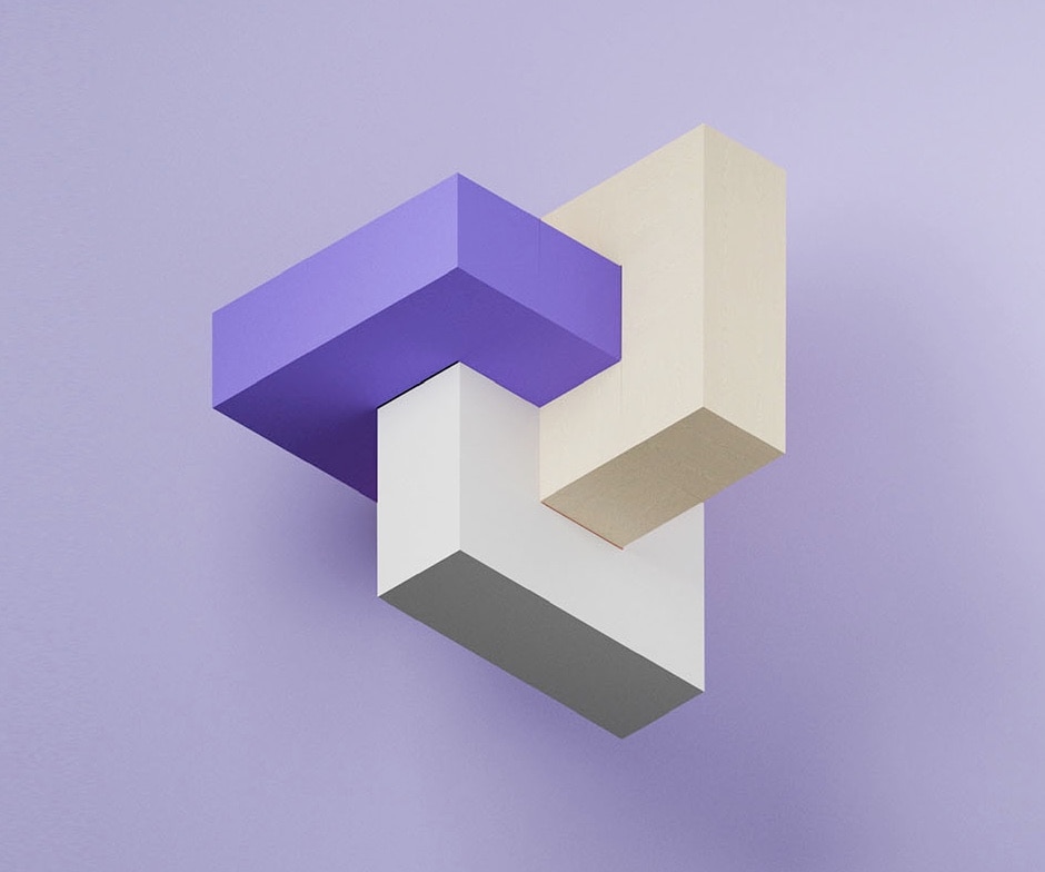 purple and white abstract squared object with purple background