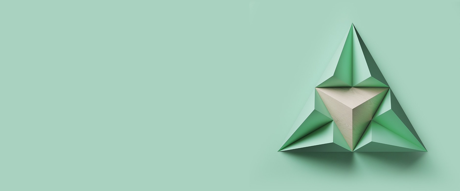 green and white triangular objects