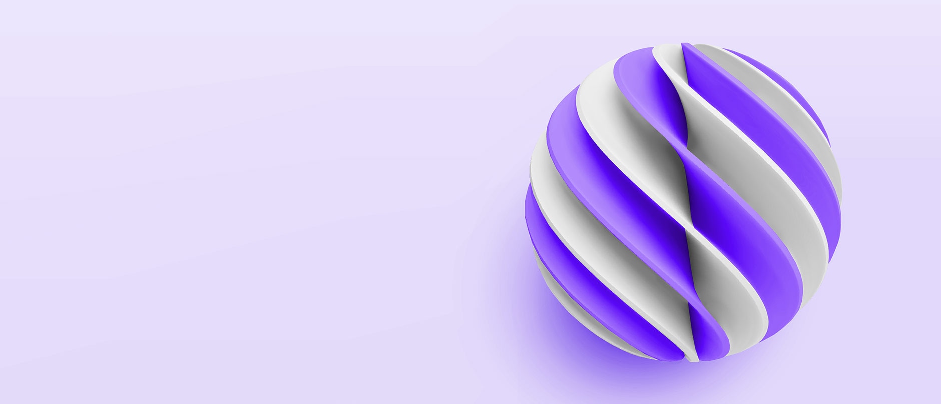 sphere made up of white and purple streaks on a purple background