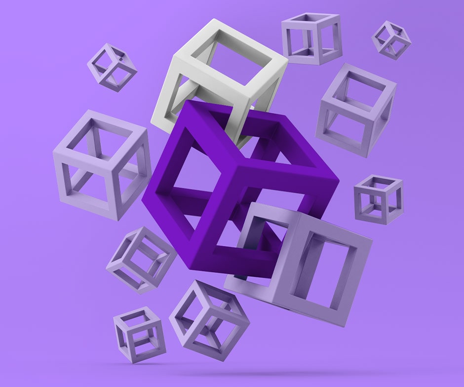 purple floating cubes